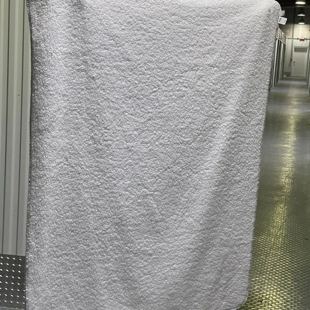 Vs pink/victoria’s Secret gray White twin size Sherpa blanket with all over logo